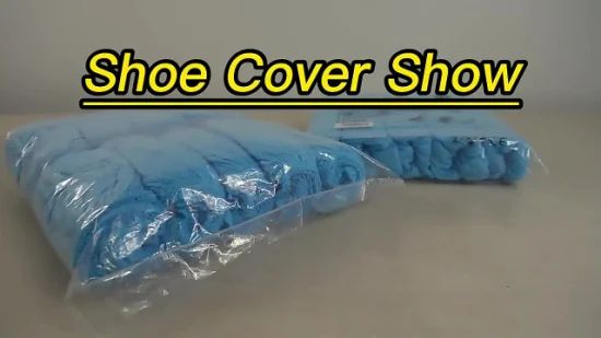 安い防水機械製アンチスキッドポリエチレン CPE PE ブルー使い捨て透明防水プラスチック靴カバー